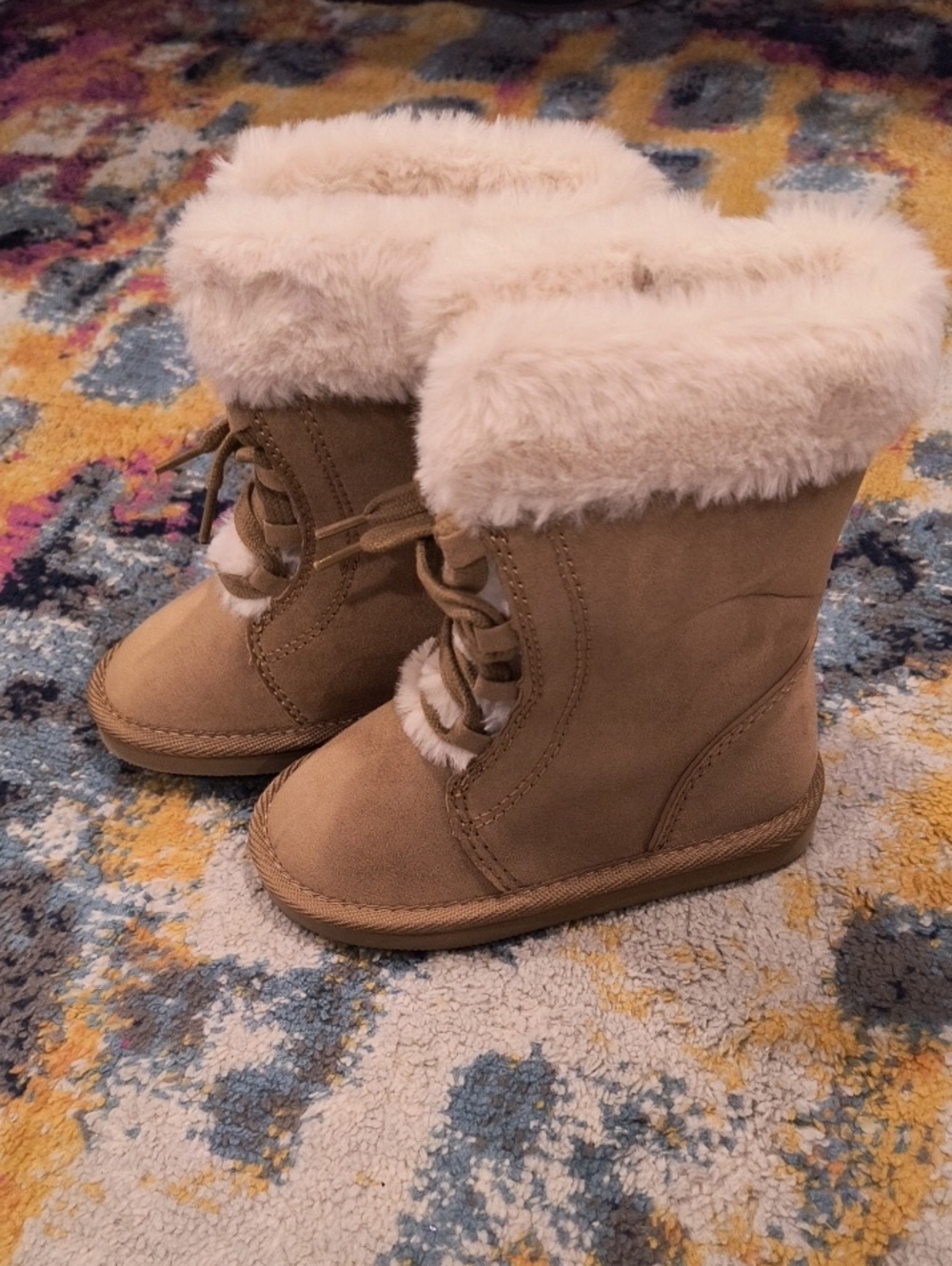 Old Navy Plush Faux Fur Bootie Slippers - Cream